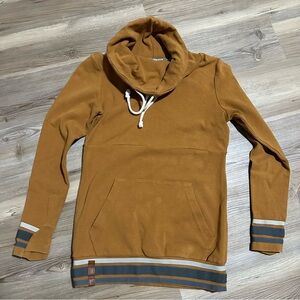 AMPERSAND AVE Tan Cowl Neck Sweater with Striped Accents